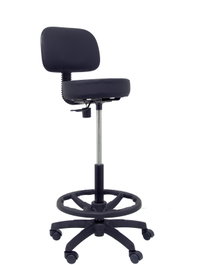 Tabouret Taburete Llanos Mécanisme standard Cuir écologique Noir Structure polyamide noire Sans accoudoirs Sans appui-tête Roulettes en nylon 50 mm