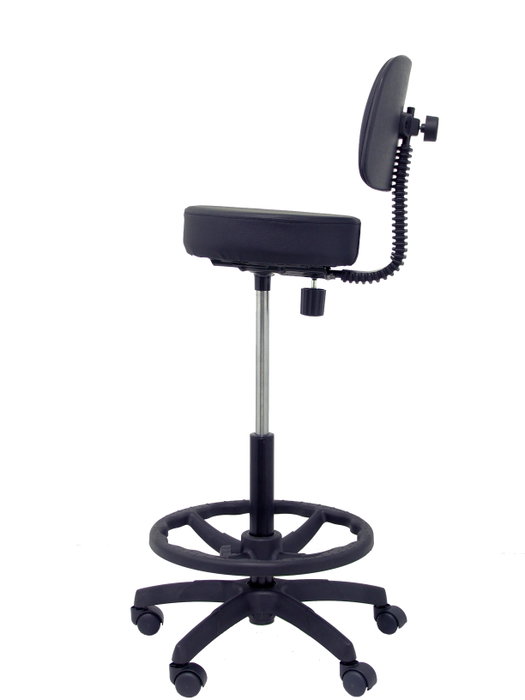 Tabouret Taburete Llanos Mécanisme standard Cuir écologique Noir Structure polyamide noire Sans accoudoirs Sans appui-tête Roulettes en nylon 50 mm