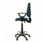 Tabouret Taburete Elche Contact permament de base Tissu Bleu foncé Structure polyamide noire Accoudoirs fixes Sans appui-tête Roulettes en nylon 50 mm