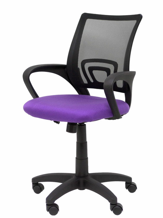 Chaise Vianos Mécanisme d'inclinaison tissu Violet Maille Noir Structure polyamide noire Accoudoirs fixes Sans appui-tête Roulettes en nylon 50 mm