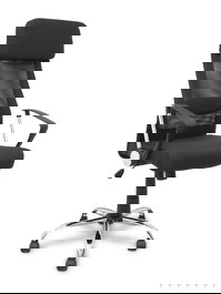 Chaise Esteras Mécanisme d'inclinaison tissu Noir Structure chromée Accoudoirs fixes Appui-tête Roulettes en nylon 50 mm