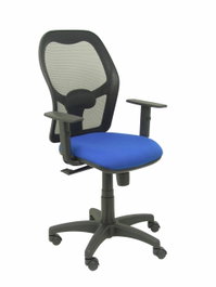 Chaise Alocén Synchro 3 positions tissu Bleu Maille Noir Structure polyamide noire Accoudoir 1D Sans appui-tête Roulettes en nylon 50 mm