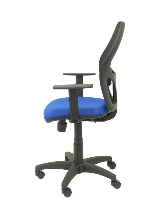 Chaise Alocén Synchro 3 positions tissu Bleu Maille Noir Structure polyamide noire Accoudoir 1D Sans appui-tête Roulettes en nylon 50 mm