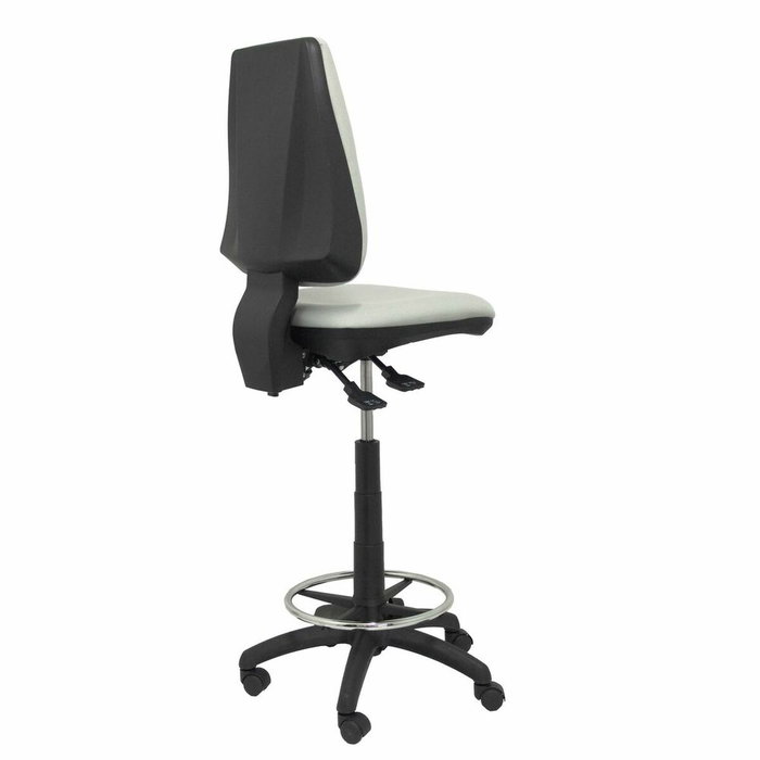 Tabouret Taburete Elche Asynchrone Tissu Gris clair Structure polyamide noire Sans accoudoirs Sans appui-tête Roulettes en nylon 50 mm