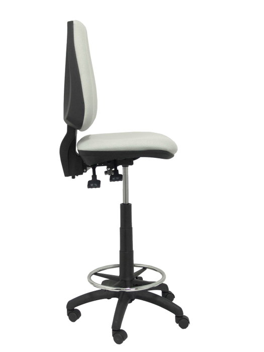 Tabouret Taburete Elche Asynchrone Tissu Gris clair Structure polyamide noire Sans accoudoirs Sans appui-tête Roulettes en nylon 50 mm
