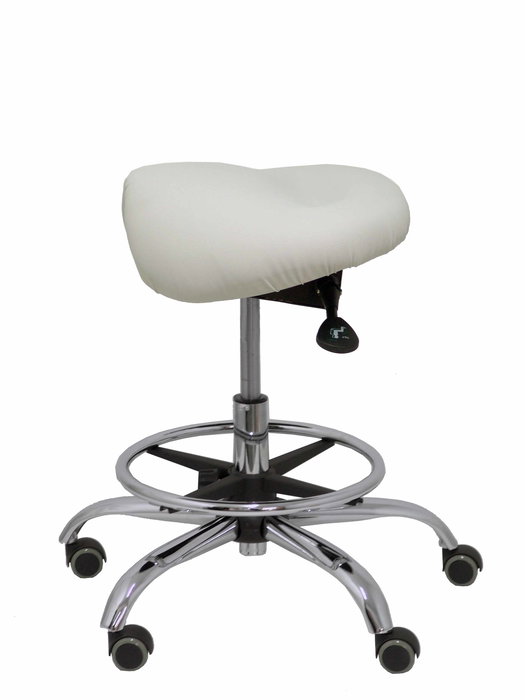 Tabouret Zarza Mécanisme d'inclinaison Cuir écologique Non applicable Maille Gris clair Structure chromée Sans accoudoirs Sans appui-tête Roulettes pour moquette
