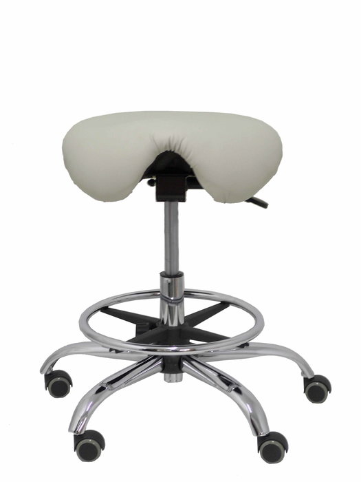 Tabouret Zarza Mécanisme d'inclinaison Cuir écologique Non applicable Maille Gris clair Structure chromée Sans accoudoirs Sans appui-tête Roulettes pour moquette