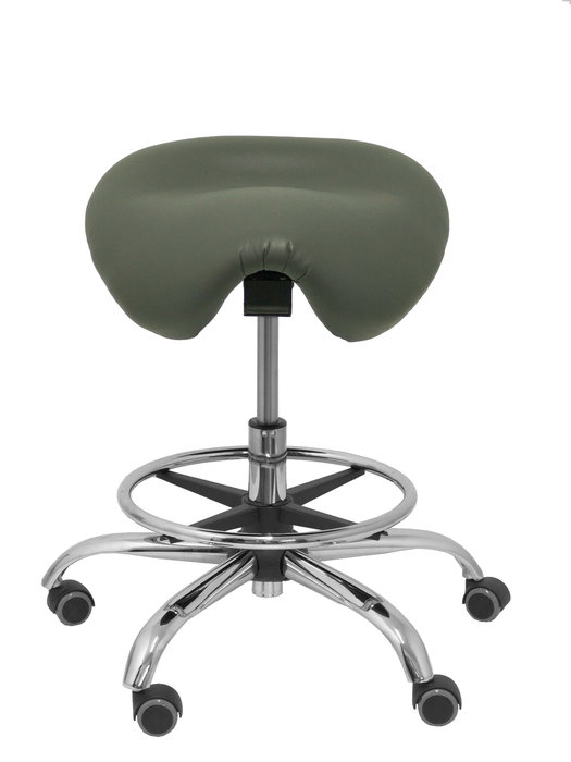 Tabouret Zarza Mécanisme d'inclinaison Cuir écologique Non applicable Maille Gris foncé Structure chromée Sans accoudoirs Sans appui-tête Roulettes pour moquette