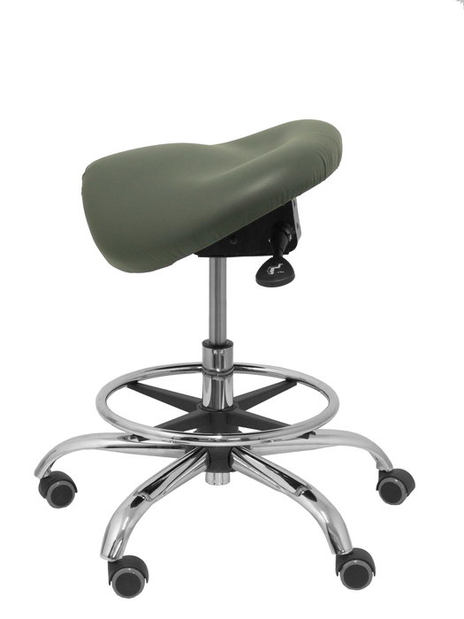 Tabouret Zarza Mécanisme d'inclinaison Cuir écologique Non applicable Maille Gris foncé Structure chromée Sans accoudoirs Sans appui-tête Roulettes pour moquette