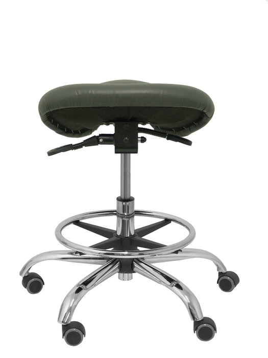 Tabouret Zarza Mécanisme d'inclinaison Cuir écologique Non applicable Maille Gris foncé Structure chromée Sans accoudoirs Sans appui-tête Roulettes pour moquette