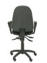 Chaise de bureau Algarra avec mécanisme asynchrone, rembourrée de tissu noir. Équipée d'une base en polyamide noir, d'accoudoirs fixes et de roulettes en nylon de 50 mm