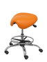 Tabouret Zarza Mécanisme d'inclinaison Cuir écologique Non applicable Maille Orange Structure chromée Sans accoudoirs Sans appui-tête Roulettes pour moquette