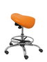 Tabouret Zarza Mécanisme d'inclinaison Cuir écologique Non applicable Maille Orange Structure chromée Sans accoudoirs Sans appui-tête Roulettes pour moquette
