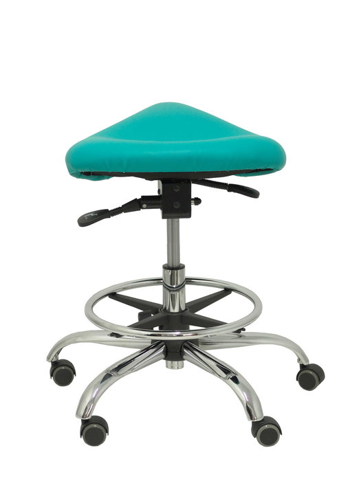 Tabouret Zarza Mécanisme d'inclinaison Cuir écologique Non applicable Maille Vert Structure chromée Sans accoudoirs Sans appui-tête Roulettes pour moquette
