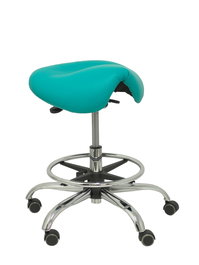 Tabouret Zarza Mécanisme d'inclinaison Cuir écologique Non applicable Maille Vert Structure chromée Sans accoudoirs Sans appui-tête Roulettes pour moquette