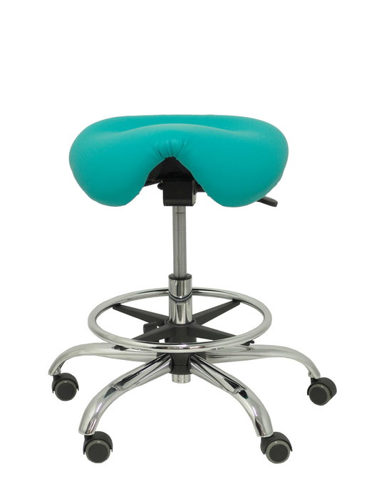 Tabouret Zarza Mécanisme d'inclinaison Cuir écologique Non applicable Maille Vert Structure chromée Sans accoudoirs Sans appui-tête Roulettes pour moquette