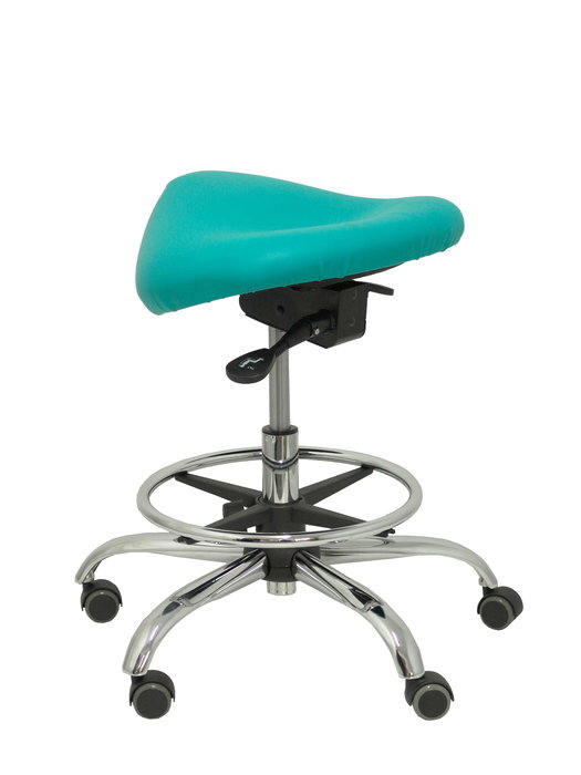 Tabouret Zarza Mécanisme d'inclinaison Cuir écologique Non applicable Maille Vert Structure chromée Sans accoudoirs Sans appui-tête Roulettes pour moquette