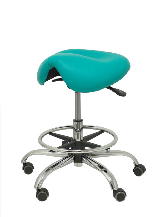 Tabouret Zarza Mécanisme d'inclinaison Cuir écologique Non applicable Maille Vert Structure chromée Sans accoudoirs Sans appui-tête Roulettes pour moquette
