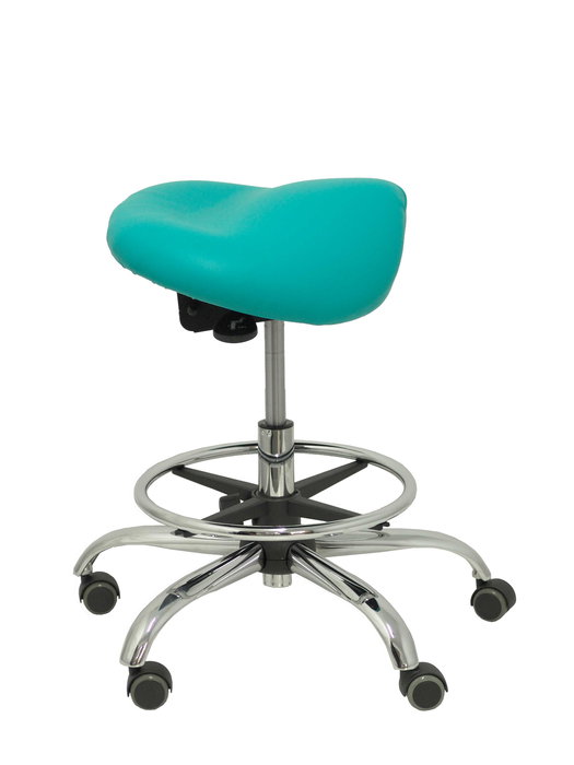 Tabouret Zarza Mécanisme d'inclinaison Cuir écologique Non applicable Maille Vert Structure chromée Sans accoudoirs Sans appui-tête Roulettes pour moquette