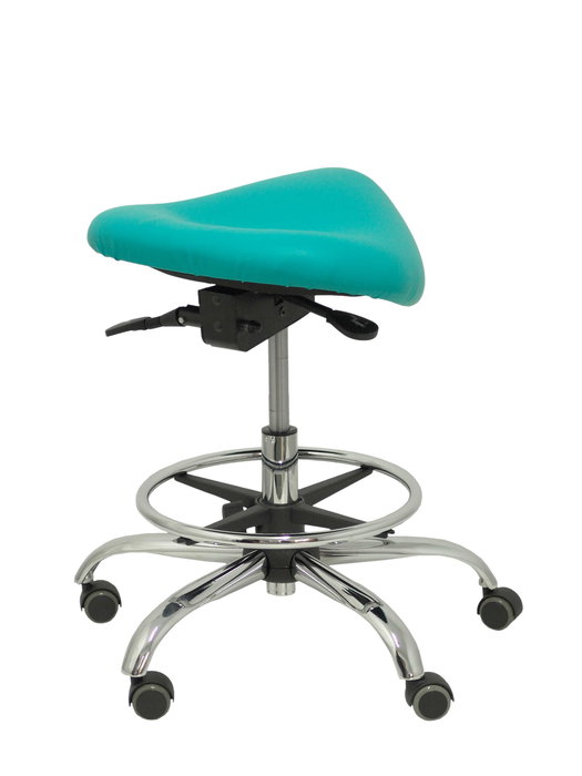 Tabouret Zarza Mécanisme d'inclinaison Cuir écologique Non applicable Maille Vert Structure chromée Sans accoudoirs Sans appui-tête Roulettes pour moquette