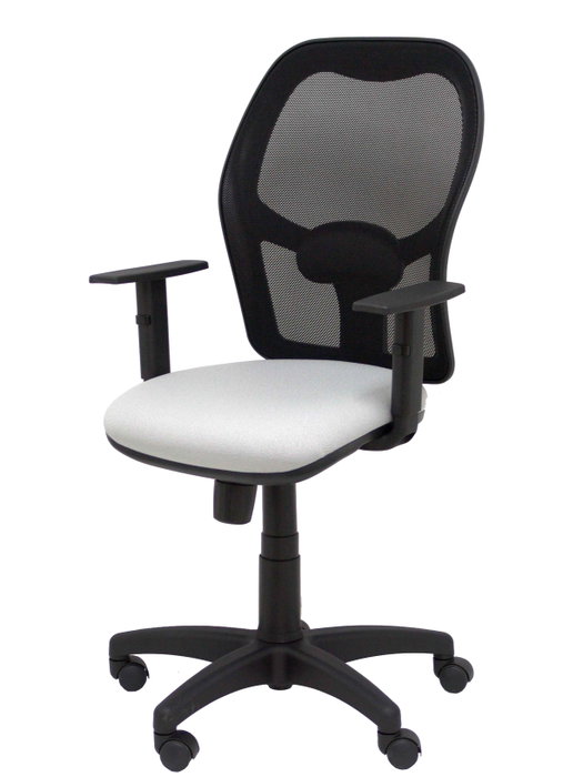 Chaise Alocén Synchro 3 positions tissu Gris clair Maille Noir Structure polyamide noire Accoudoir 1D Sans appui-tête Roulettes en nylon 50 mm
