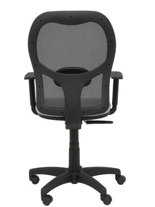 Chaise Alocén Synchro 3 positions tissu Gris clair Maille Noir Structure polyamide noire Accoudoir 1D Sans appui-tête Roulettes en nylon 50 mm