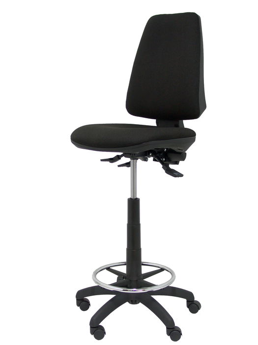 Tabouret Taburete Elche Asynchrone Tissu Noir Structure polyamide noire Sans accoudoirs Sans appui-tête Roulettes en nylon 50 mm