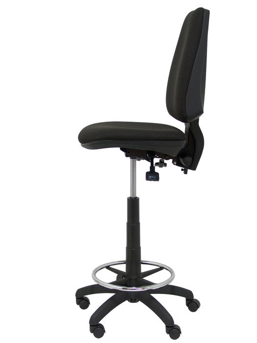 Tabouret Taburete Elche Asynchrone Tissu Noir Structure polyamide noire Sans accoudoirs Sans appui-tête Roulettes en nylon 50 mm