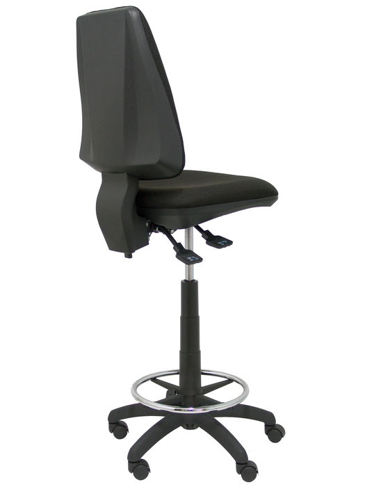 Tabouret Taburete Elche Asynchrone Tissu Noir Structure polyamide noire Sans accoudoirs Sans appui-tête Roulettes en nylon 50 mm