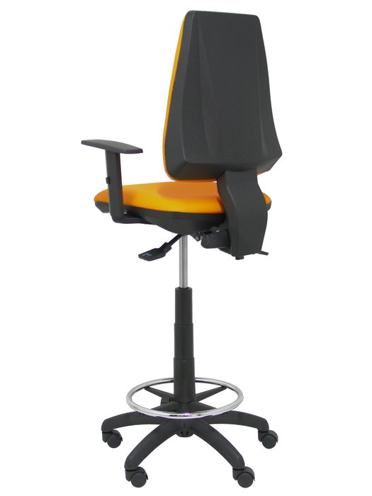 Tabouret Taburete Elche Asynchrone Cuir écologique Orange Structure polyamide noire Accoudoir 1D Sans appui-tête Roulettes en nylon 50 mm