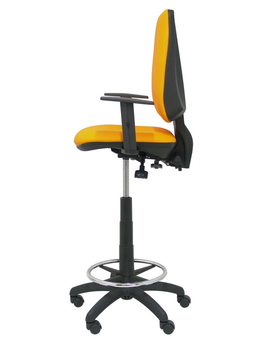 Tabouret Taburete Elche Asynchrone Cuir écologique Orange Structure polyamide noire Accoudoir 1D Sans appui-tête Roulettes en nylon 50 mm