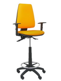 Tabouret Taburete Elche Asynchrone Cuir écologique Orange Structure polyamide noire Accoudoir 1D Sans appui-tête Roulettes en nylon 50 mm