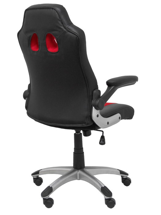 Silla gaming Talave con mecanismo Basculante tapizada con Similpiel color Rojo. Equipada con Base poliamida gris, Brazos abatibles y Ruedas de nailon 50 mm