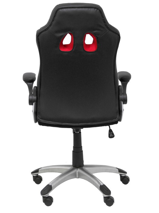 Silla gaming Talave con mecanismo Basculante tapizada con Similpiel color Rojo. Equipada con Base poliamida gris, Brazos abatibles y Ruedas de nailon 50 mm