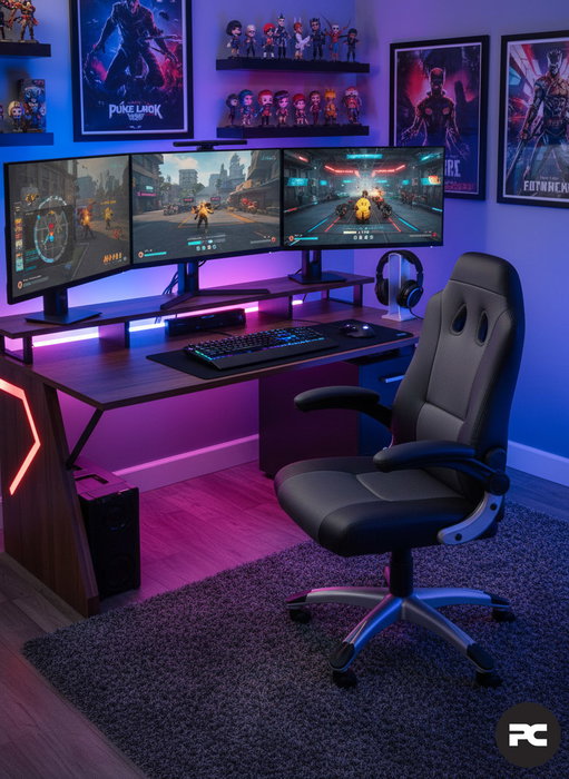 Silla gaming Talave con mecanismo Basculante tapizada con Similpiel color Rojo. Equipada con Base poliamida gris, Brazos abatibles y Ruedas de nailon 50 mm