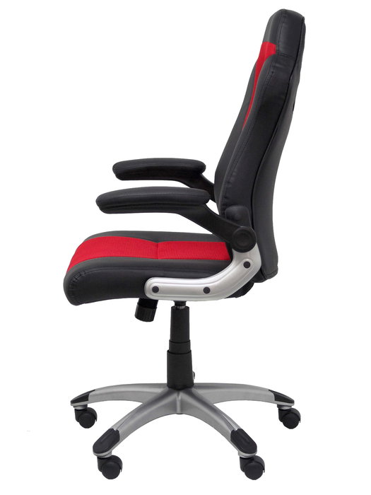 Silla gaming Talave con mecanismo Basculante tapizada con Similpiel color Rojo. Equipada con Base poliamida gris, Brazos abatibles y Ruedas de nailon 50 mm