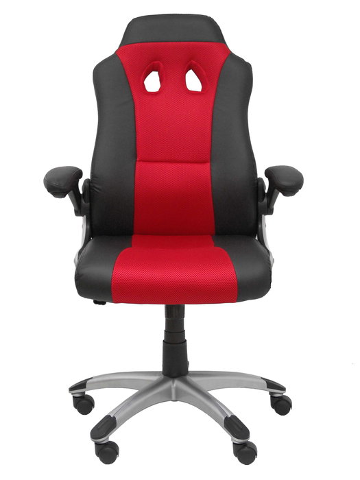 Silla gaming Talave con mecanismo Basculante tapizada con Similpiel color Rojo. Equipada con Base poliamida gris, Brazos abatibles y Ruedas de nailon 50 mm