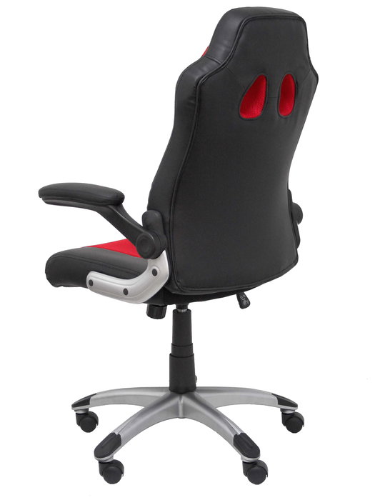 Silla gaming Talave con mecanismo Basculante tapizada con Similpiel color Rojo. Equipada con Base poliamida gris, Brazos abatibles y Ruedas de nailon 50 mm