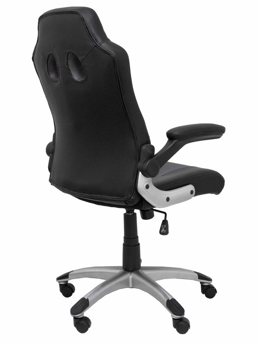 Silla gaming Talave con mecanismo Basculante tapizada con Similpiel color Negro. Equipada con Base poliamida gris, Brazos abatibles y Ruedas de nailon 50 mm