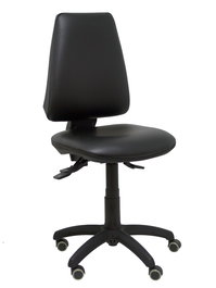 Chaise Elche Asynchrone Cuir écologique Noir Structure polyamide noire Sans accoudoirs Sans appui-tête Roulettes pour moquette