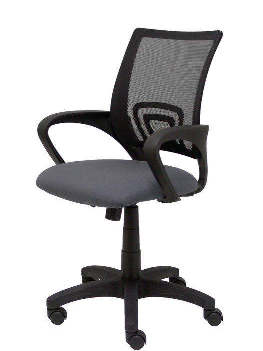 Chaise Vianos Mécanisme d'inclinaison tissu Gris foncé Maille Noir Structure polyamide noire Accoudoirs fixes Sans appui-tête Roulettes en nylon 50 mm