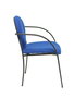 Silla Hellín tapizada con Tela color Azul. Brazos fijos