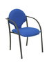 Silla Hellín tapizada con Tela color Azul. Brazos fijos
