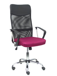 Chaise Gontar Mécanisme d'inclinaison tissu Bordeaux Maille Noir Structure chromée Accoudoirs fixes Sans appui-tête Roulettes pour moquette