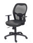 Chaise Jorquera Synchrone/Traslack cuir écologique Noir Structure polyamide noire Accoudoir 1D Sans appui-tête Roulettes en nylon 50 mm