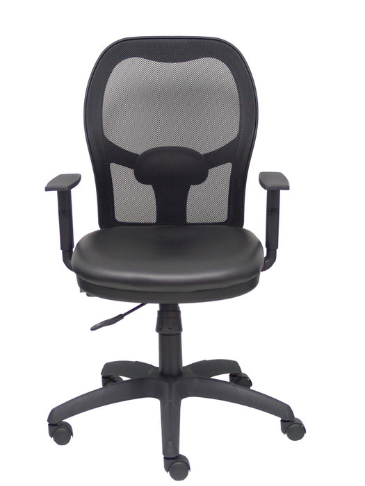 Chaise Jorquera Synchrone/Traslack cuir écologique Noir Structure polyamide noire Accoudoir 1D Sans appui-tête Roulettes en nylon 50 mm Chaise Jorquera Synchrone/Traslack cuir écologique Noir Structure polyamide noire Accoudoir 1D Sans appui-tête Roulettes en nylon 50 mm