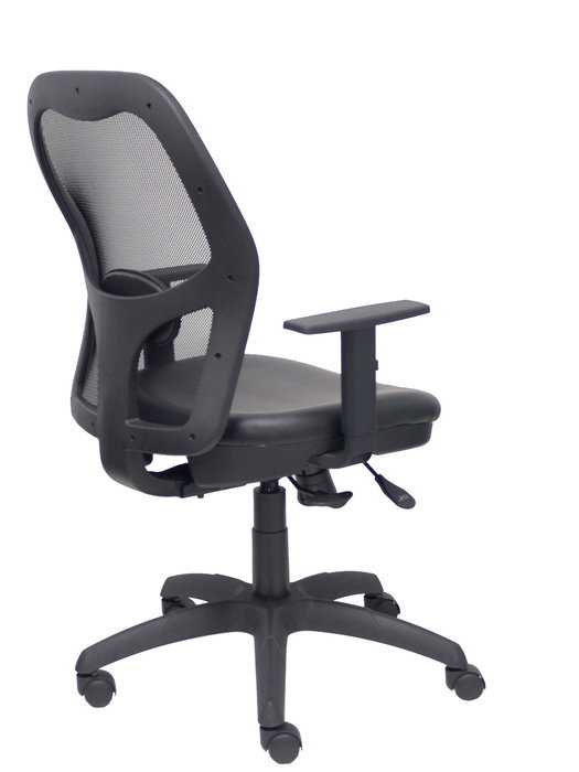 Chaise Jorquera Synchrone/Traslack cuir écologique Noir Structure polyamide noire Accoudoir 1D Sans appui-tête Roulettes en nylon 50 mm Chaise Jorquera Synchrone/Traslack cuir écologique Noir Structure polyamide noire Accoudoir 1D Sans appui-tête Roulettes en nylon 50 mm