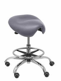 Tabouret Zarza Mécanisme d'inclinaison Cuir écologique Non applicable Maille Gris Structure chromée Sans accoudoirs Sans appui-tête Roulettes pour moquette
