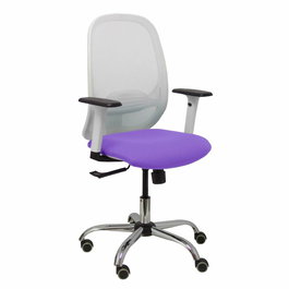 Chaise Cilanco Synchro 3 positions tissu Violet Maille Blanc Structure chromée Accoudoir 1D Sans appui-tête Roulettes pour moquette