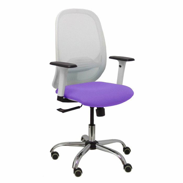 Chaise Cilanco Synchro 3 positions tissu Violet Maille Blanc Structure chromée Accoudoir 1D Sans appui-tête Roulettes pour moquette Chaise Cilanco Synchro 3 positions tissu Violet Maille Blanc Structure chromée Accoudoir 1D Sans appui-tête Roulettes pour moquette